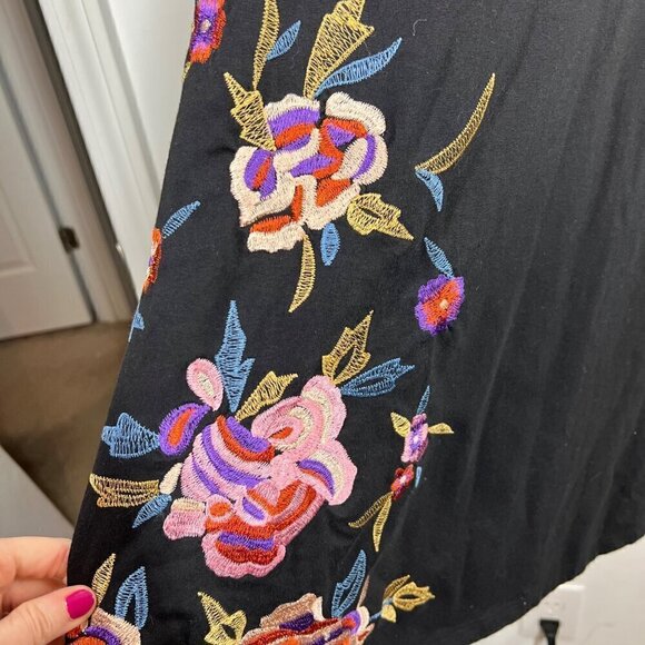 Eshakti Floral Embroidery Cotton Jersey Fit & Flare Dress Plus Size 1X / 16W - Picture 5 of 11